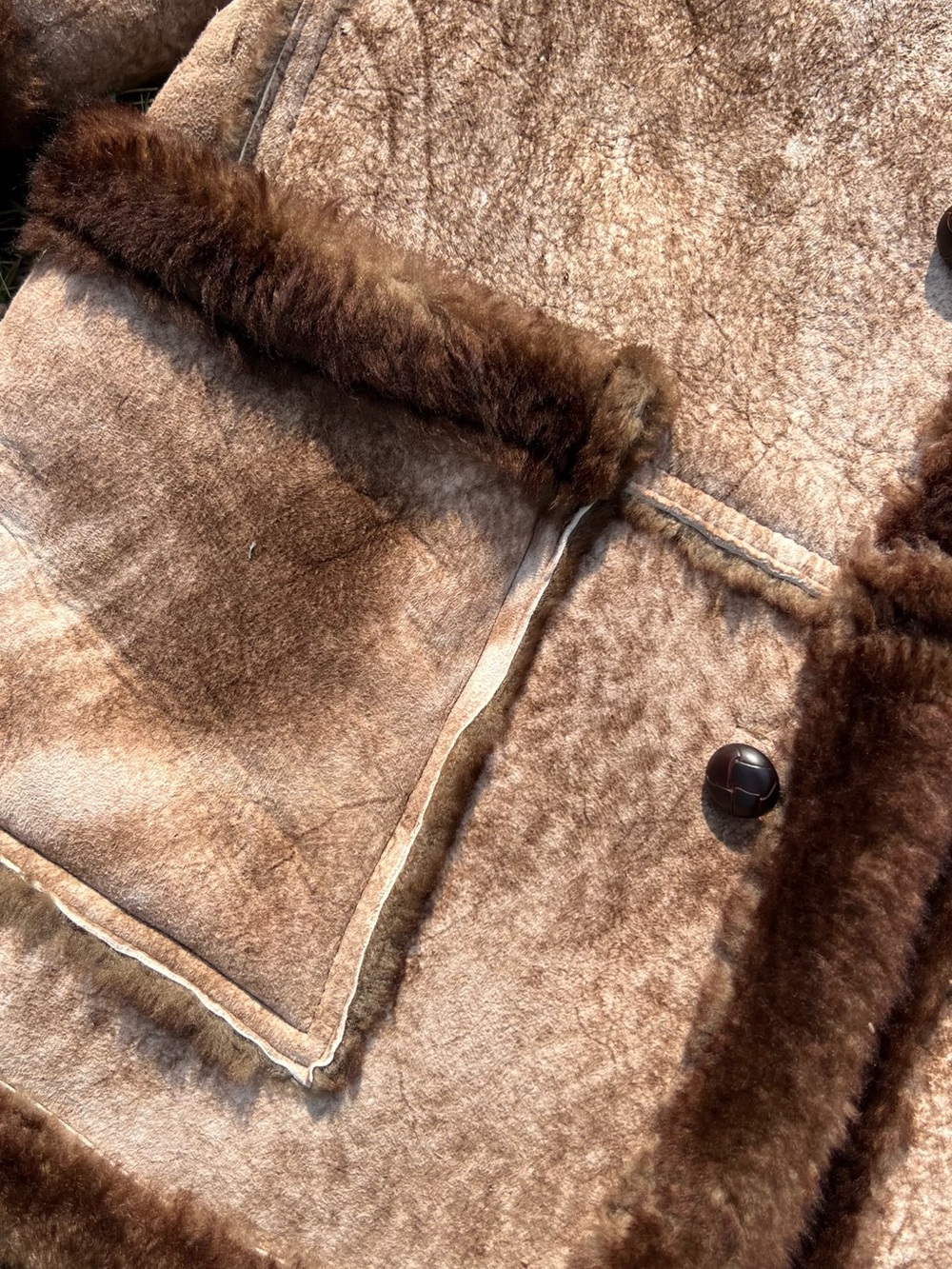 Vtg 70s Genuine Sheepskin Shearling Coat - Picture 5 of 11